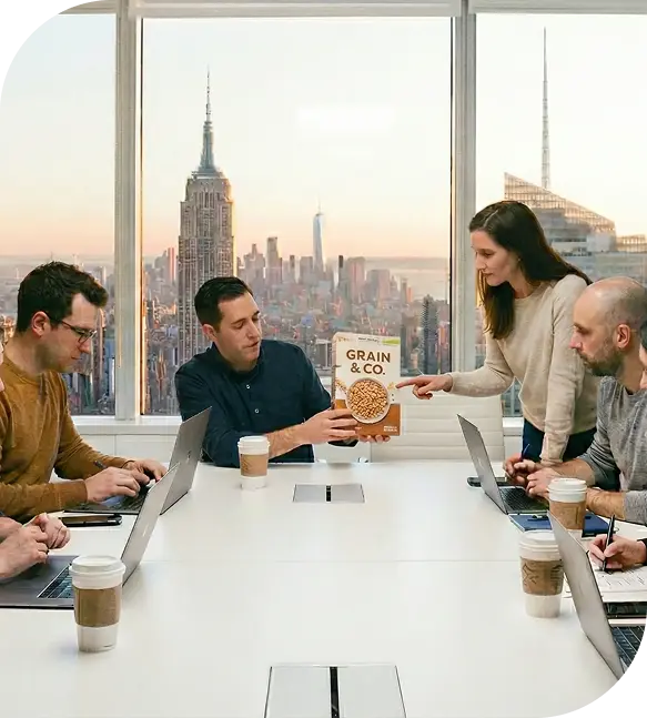 CPG Atelier branding and product strategy meeting.